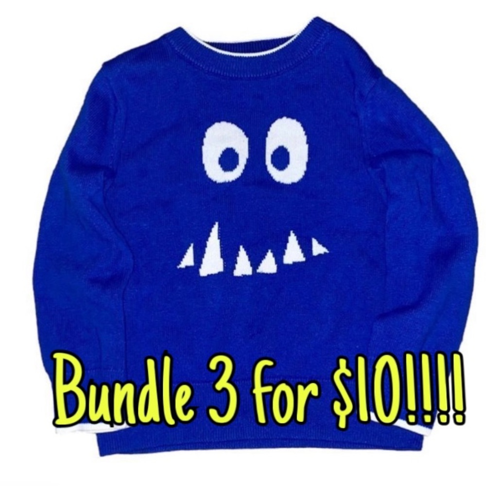Baby Gap, boys, blue monster face sweater, GUC, 4T